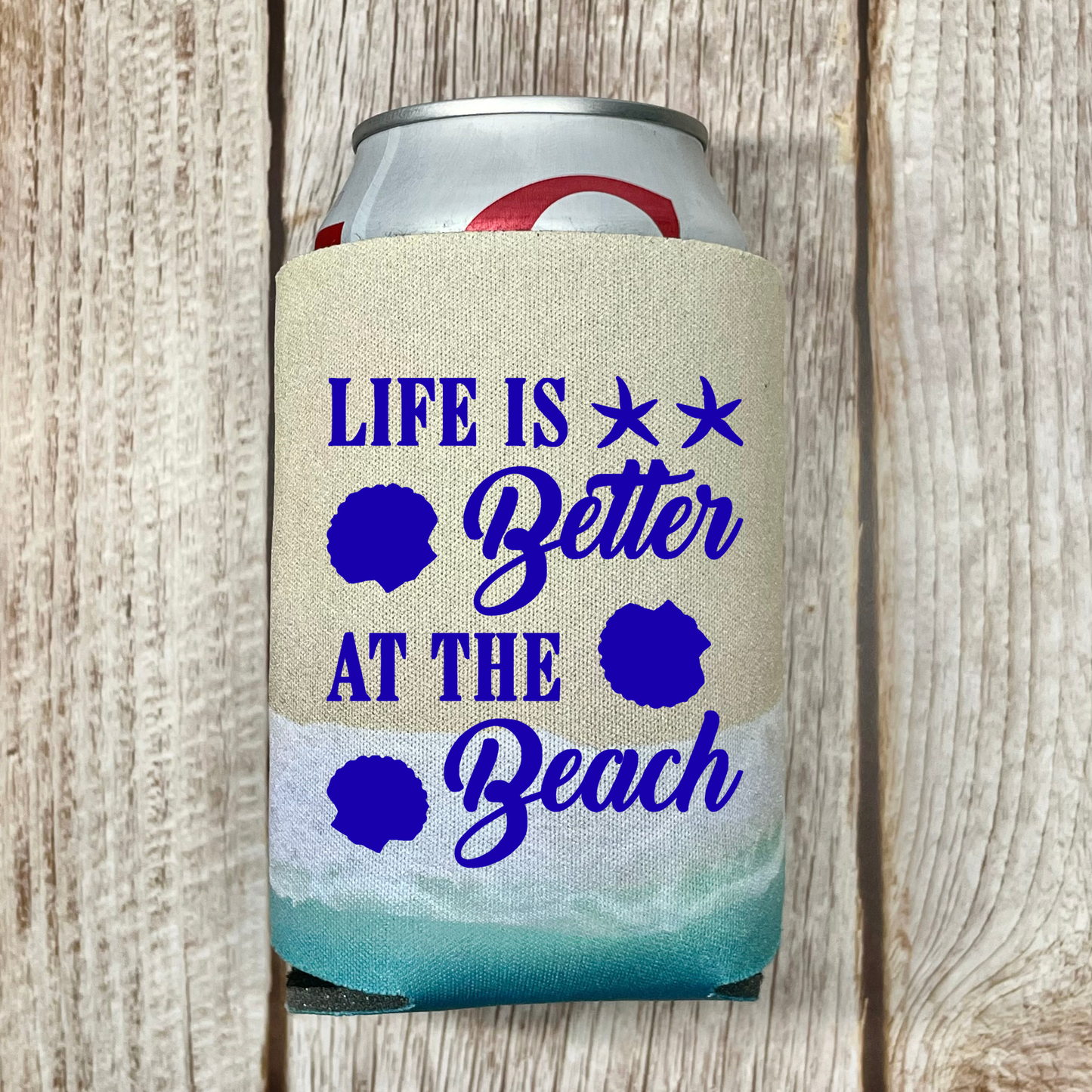 Beach Pattern Can Coolers, Sun And The Sand And A Beer In My Hand, Summer Vacation Coolies