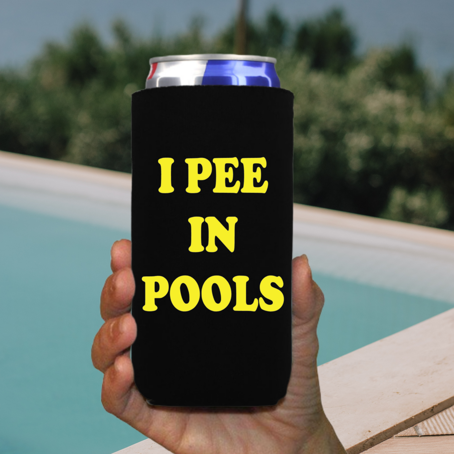 Funny Spiked Seltzer Coolers, I Pee in Pools Skinny Coolies
