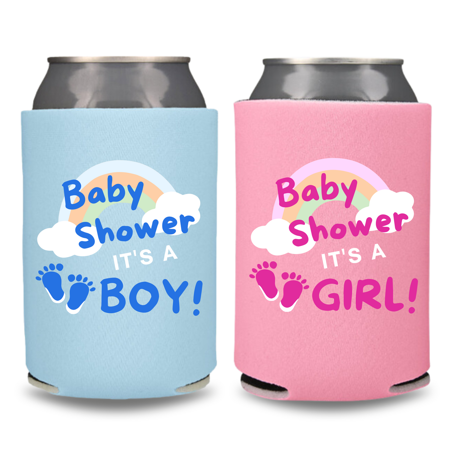 Custom Baby Shower Can Coolers, Boy or Girl Gender Reveal Coolies
