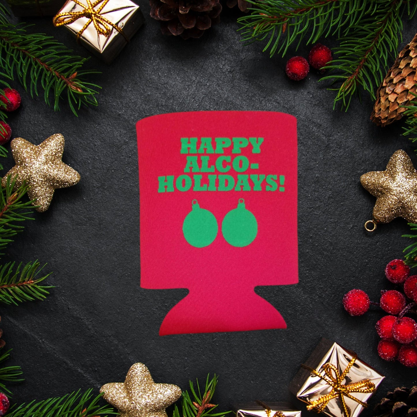 Christmas Can Coolers, Happy Alco-Holidays! Beer Coolies