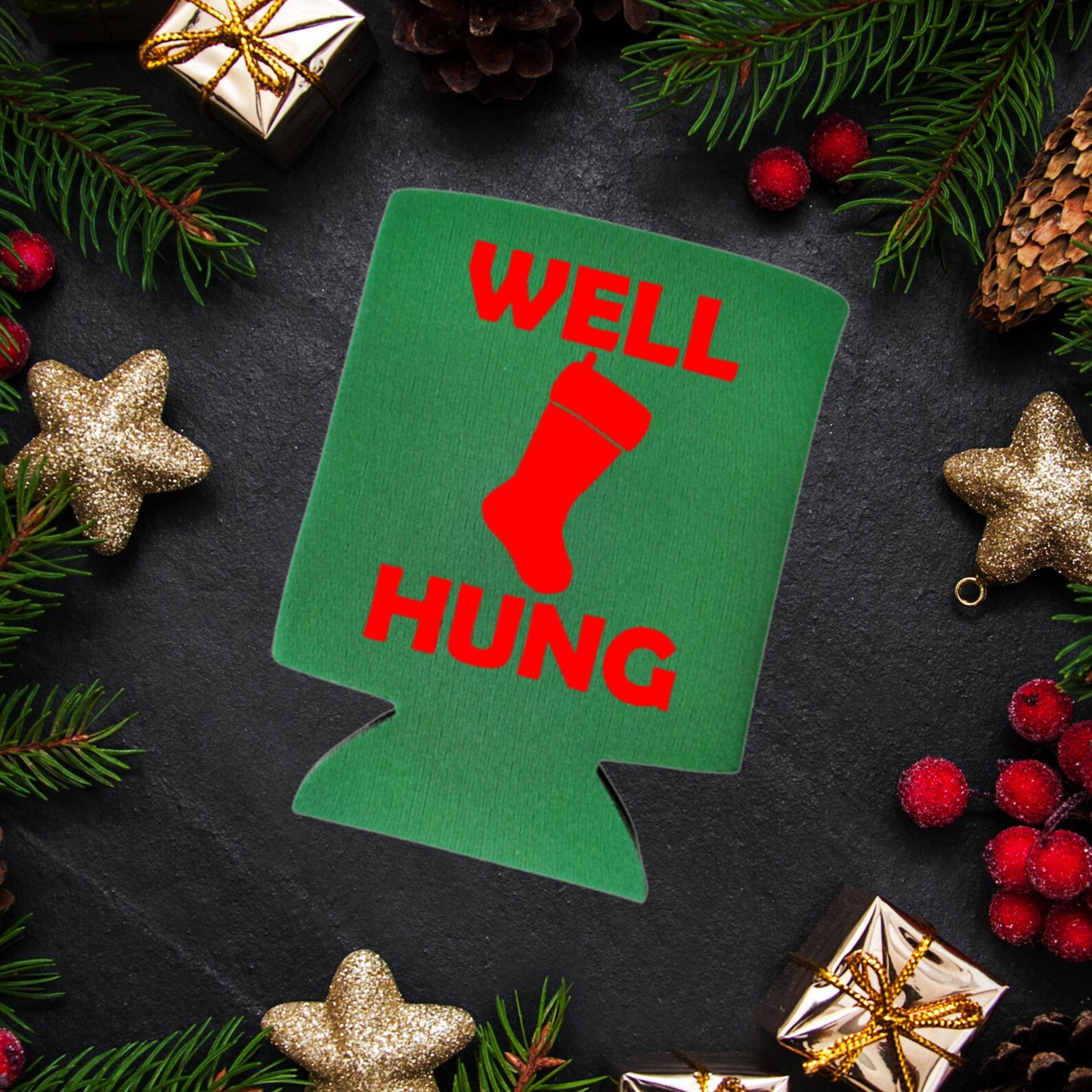 Christmas Can Coolers, Well Hung Beer Coolies