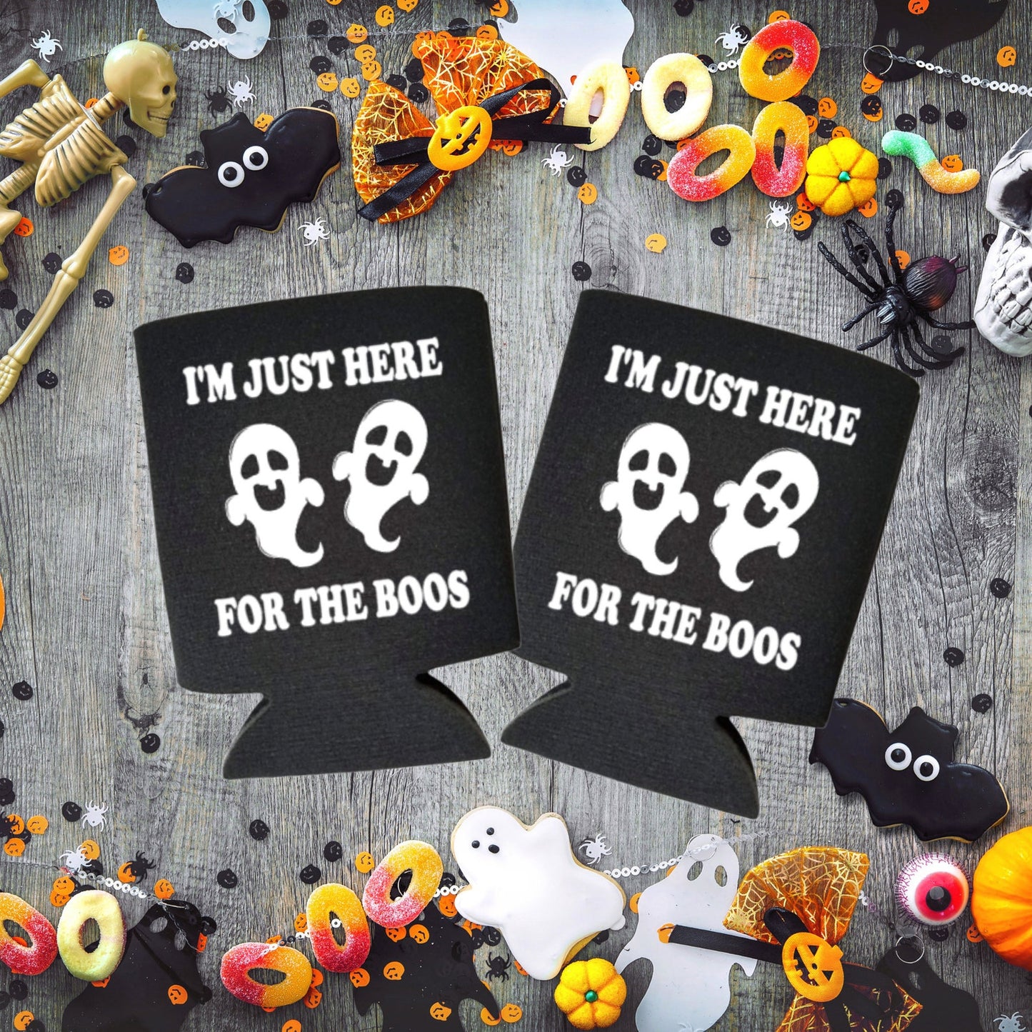 Halloween Can Coolers, I'm Just Here For The Boos Beer Coolies