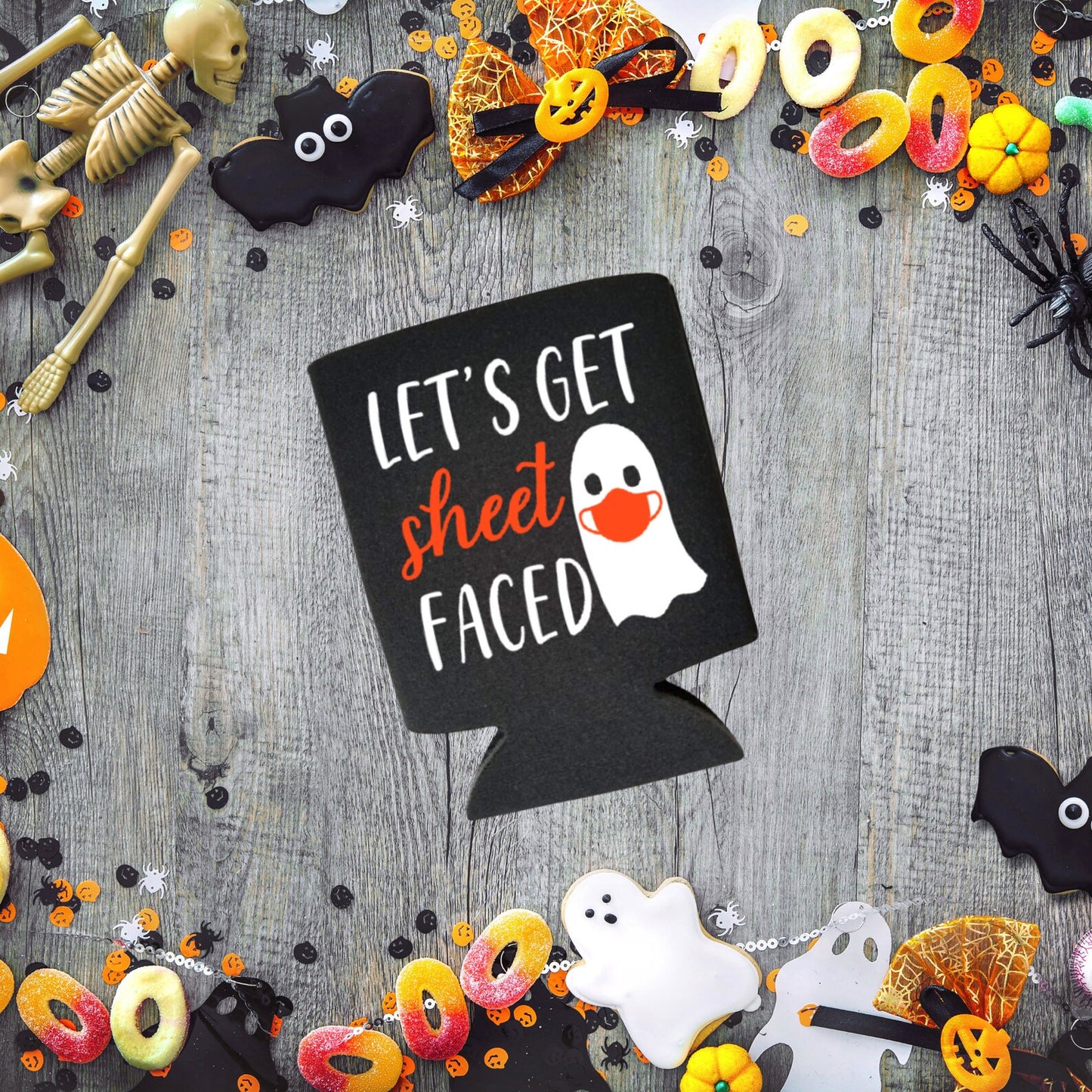 Halloween Can Coolers, Let's Get Sheet Faced Beer Coolies