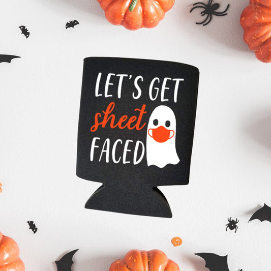 Halloween Can Coolers, Let's Get Sheet Faced Beer Coolies