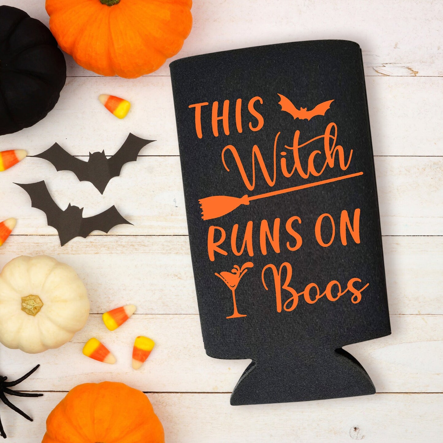 Halloween Spiked Seltzer Coolers, This Witch Runs On Boos Skinny Coolies