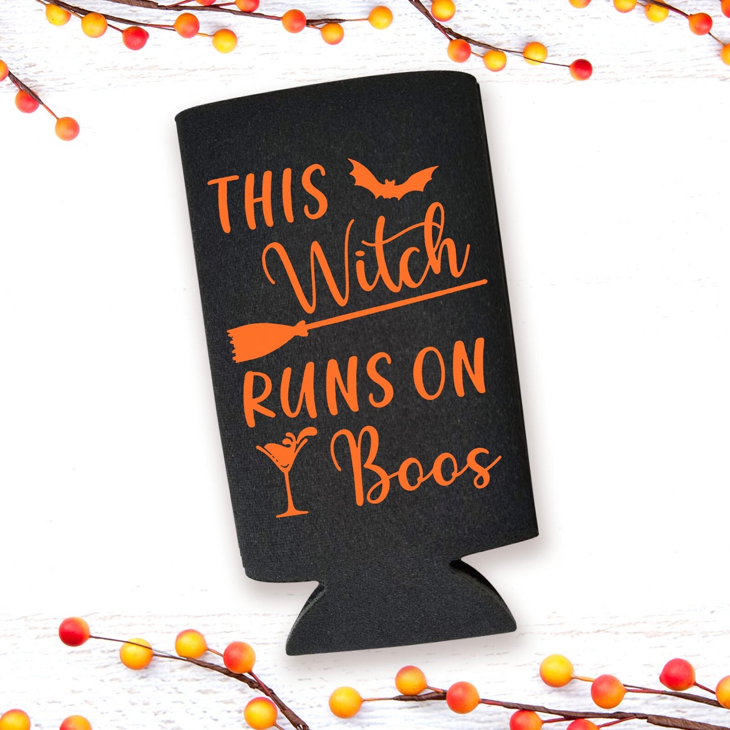 Halloween Spiked Seltzer Coolers, This Witch Runs On Boos Skinny Coolies