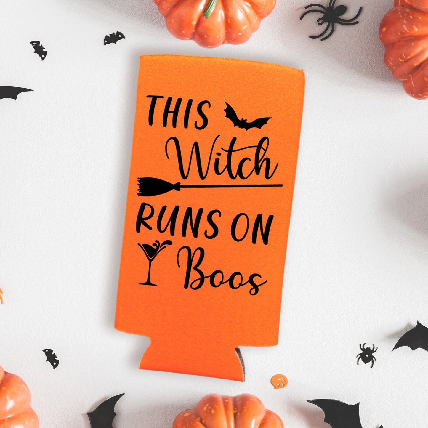 Halloween Spiked Seltzer Coolers, This Witch Runs On Boos Skinny Coolies