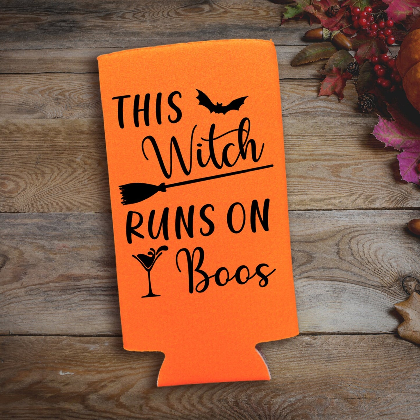 Halloween Spiked Seltzer Coolers, This Witch Runs On Boos Skinny Coolies