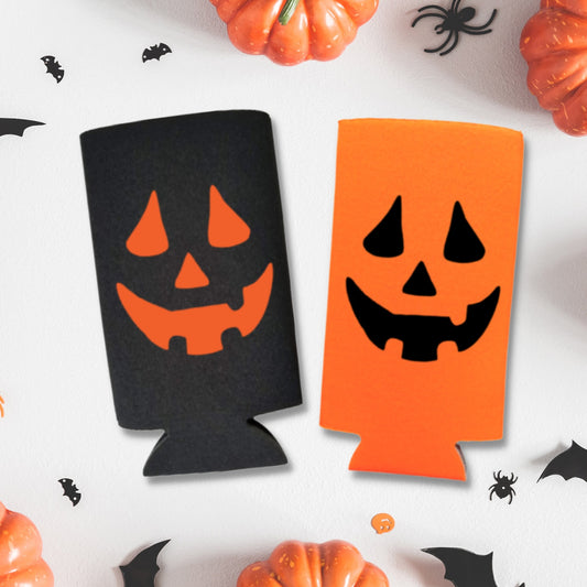 Halloween Spiked Seltzer Coolers, Jack-O-Lantern Skinny Coolies