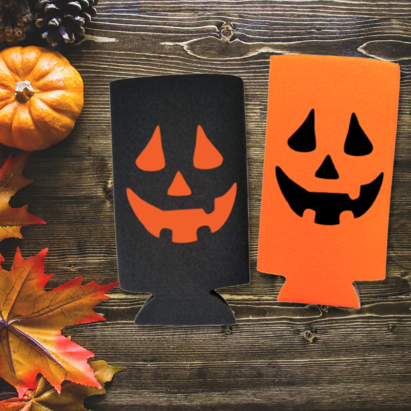 Halloween Spiked Seltzer Coolers, Jack-O-Lantern Skinny Coolies