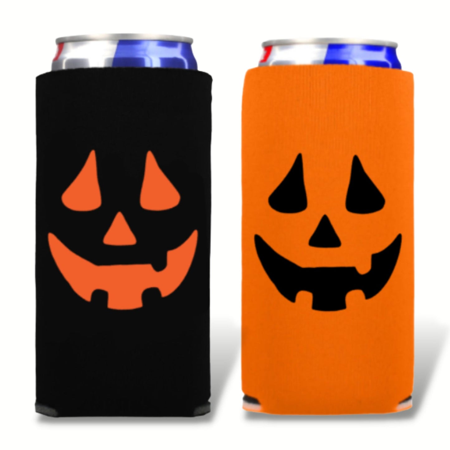 Halloween Spiked Seltzer Coolers, Jack-O-Lantern Skinny Coolies
