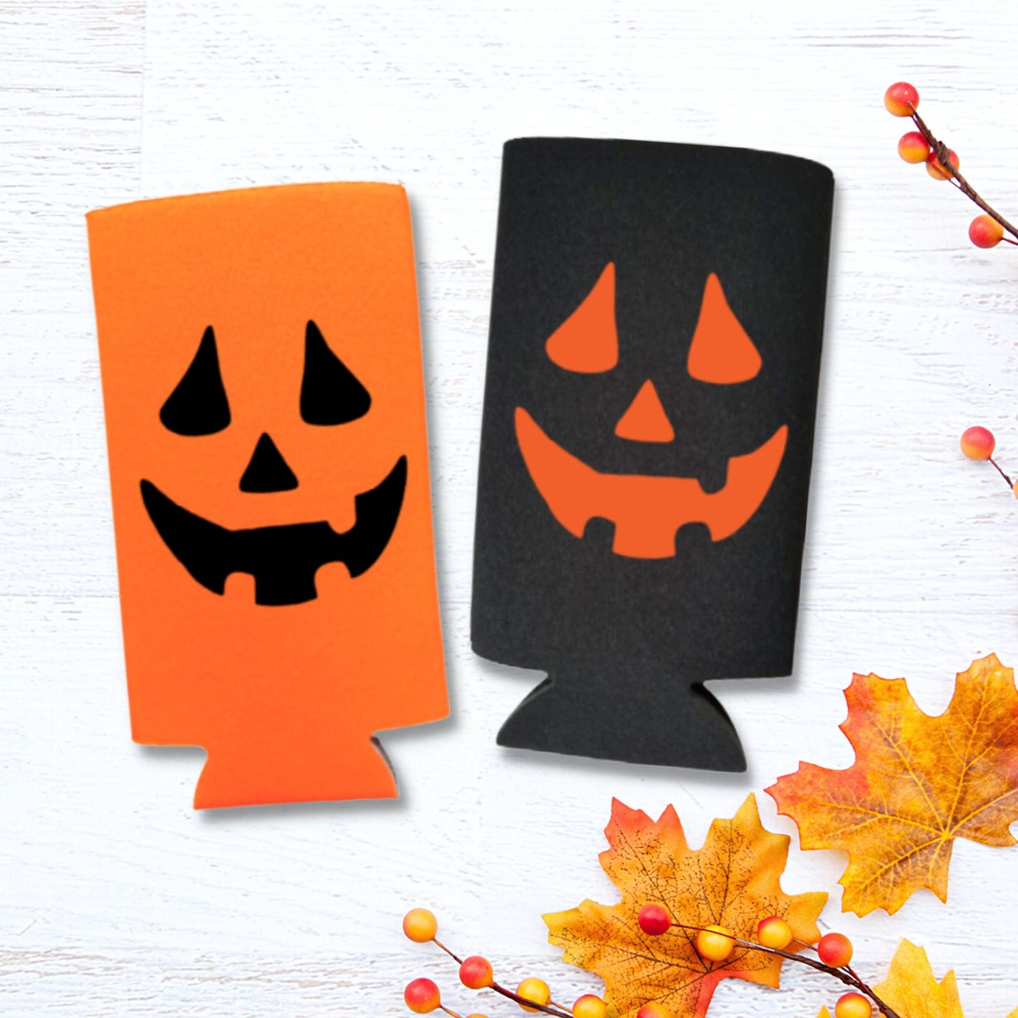 Halloween Spiked Seltzer Coolers, Jack-O-Lantern Skinny Coolies