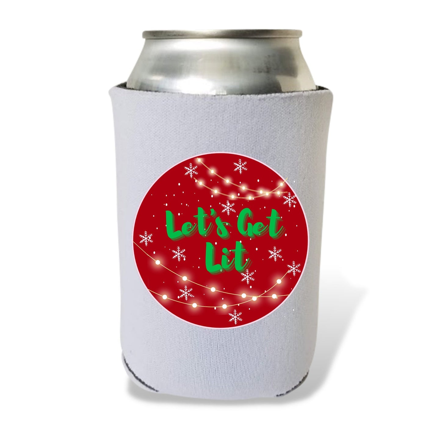 Christmas Can Coolers, Let's Get Lit Beer Coolies