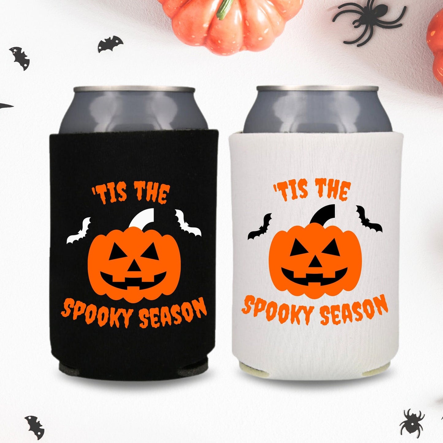 Halloween Can Coolers, 'Tis The Spooky Season Beer Coolies