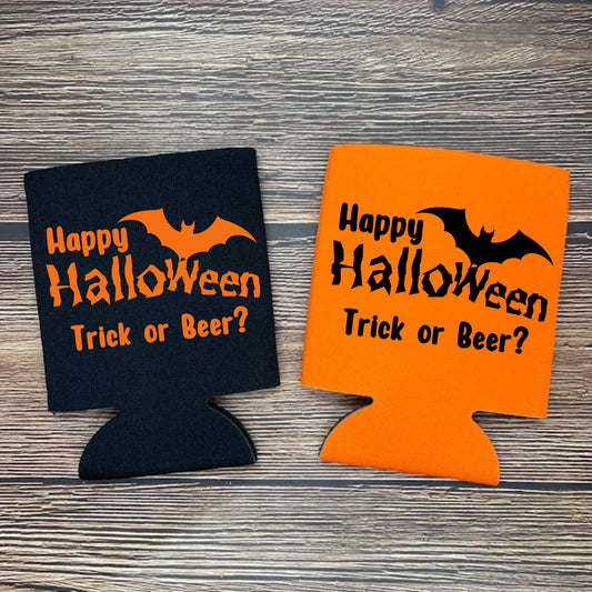 Halloween Can Coolers, Happy Halloween Trick Or Beer? Beer Coolies