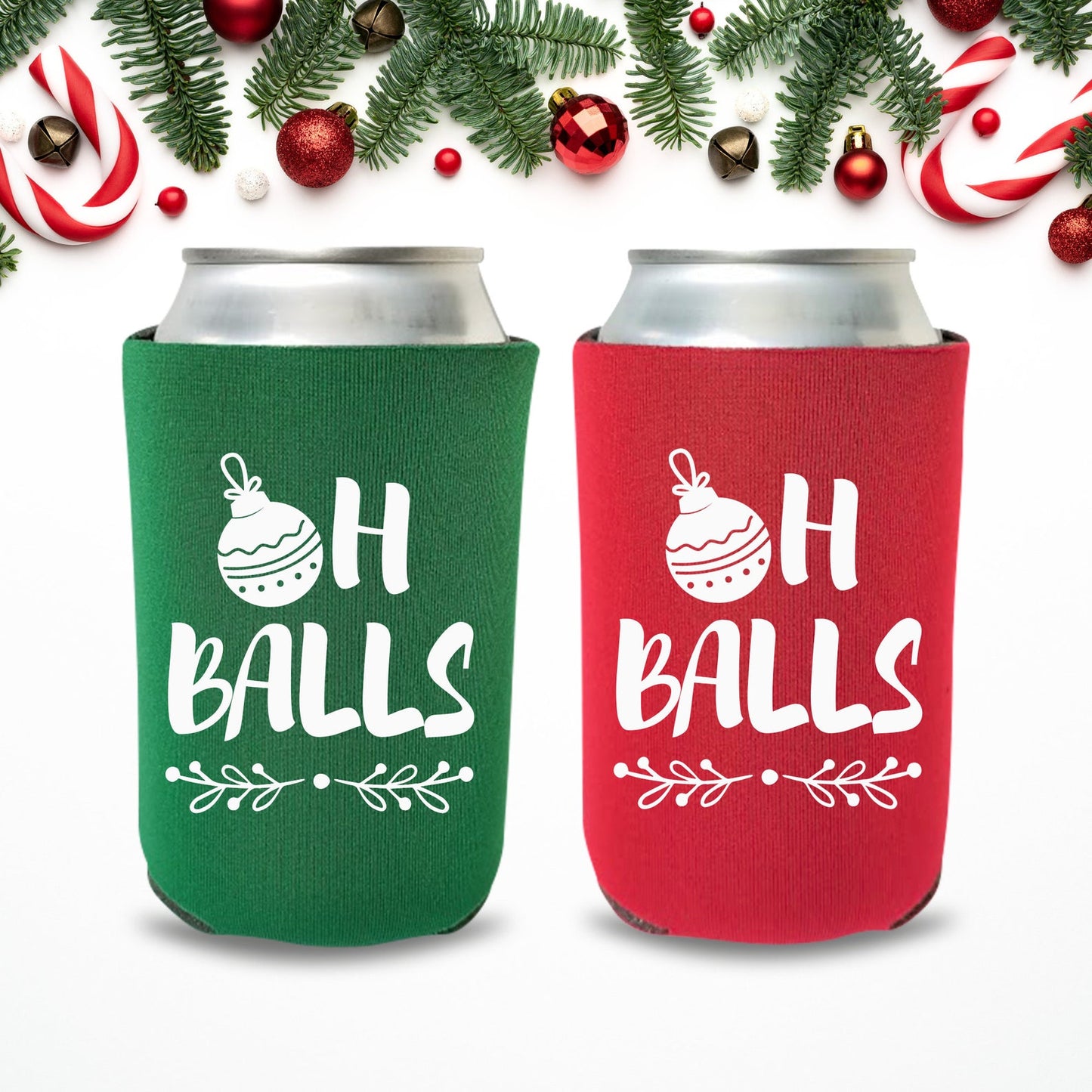 Christmas Can Coolers, Oh Balls Beer Coolies