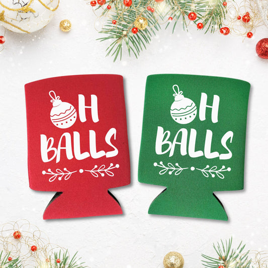 Christmas Can Coolers, Oh Balls Beer Coolies