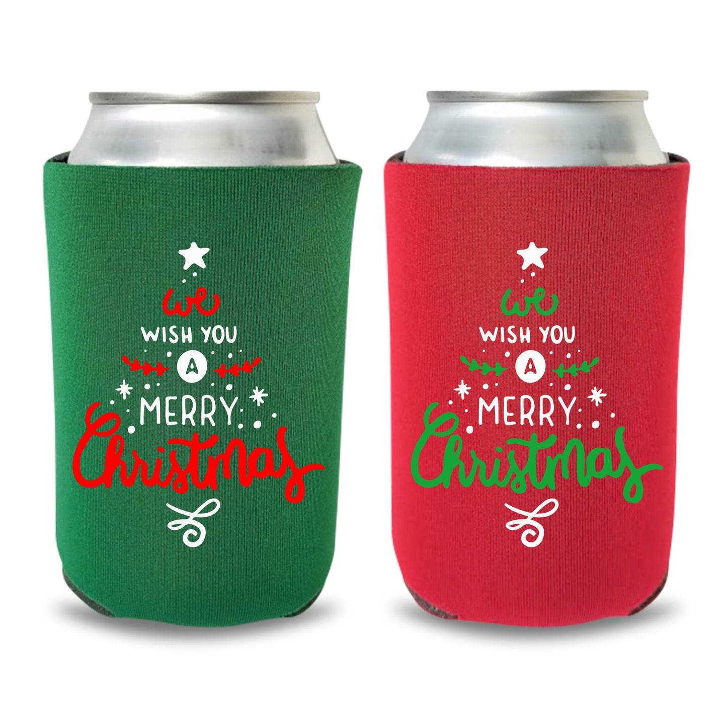 Christmas Can Coolers, We Wish You A Merry Christmas Beer Coolies