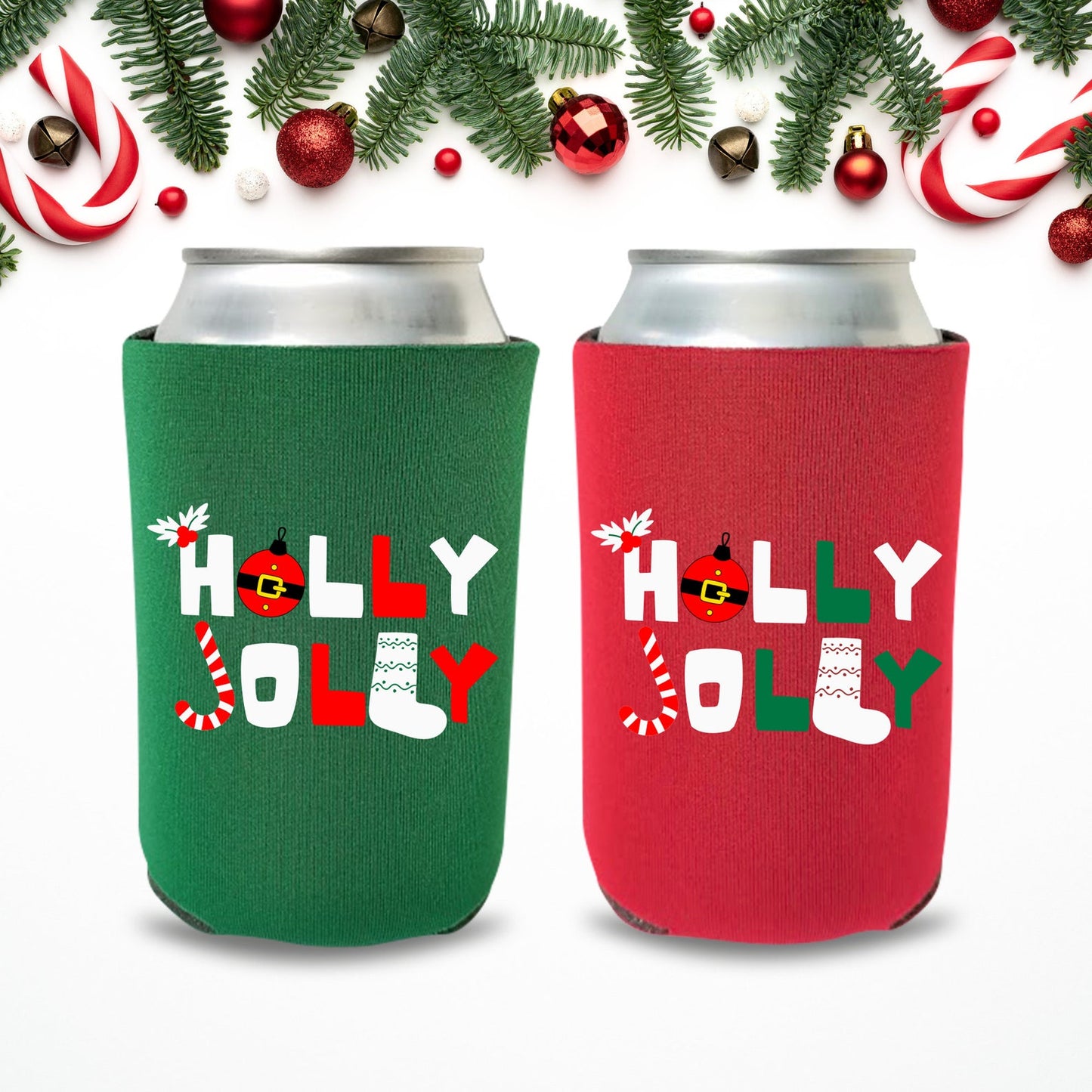 Christmas Can Coolers, Holly Jolly Beer Coolies