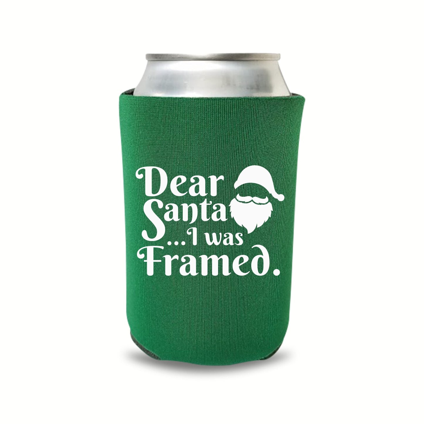 Christmas Can Coolers, Dear Santa I Was Framed Beer Coolies