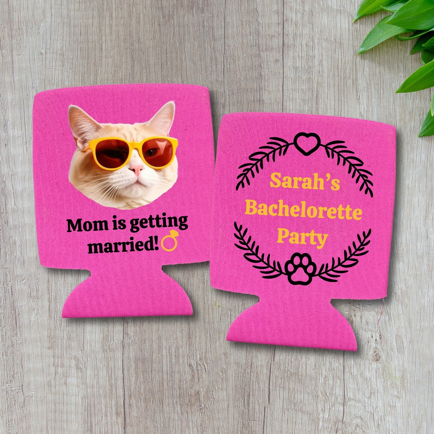 Custom Bachelorette Can Coolers, Mom Is Getting Married Coolies Cat Mom