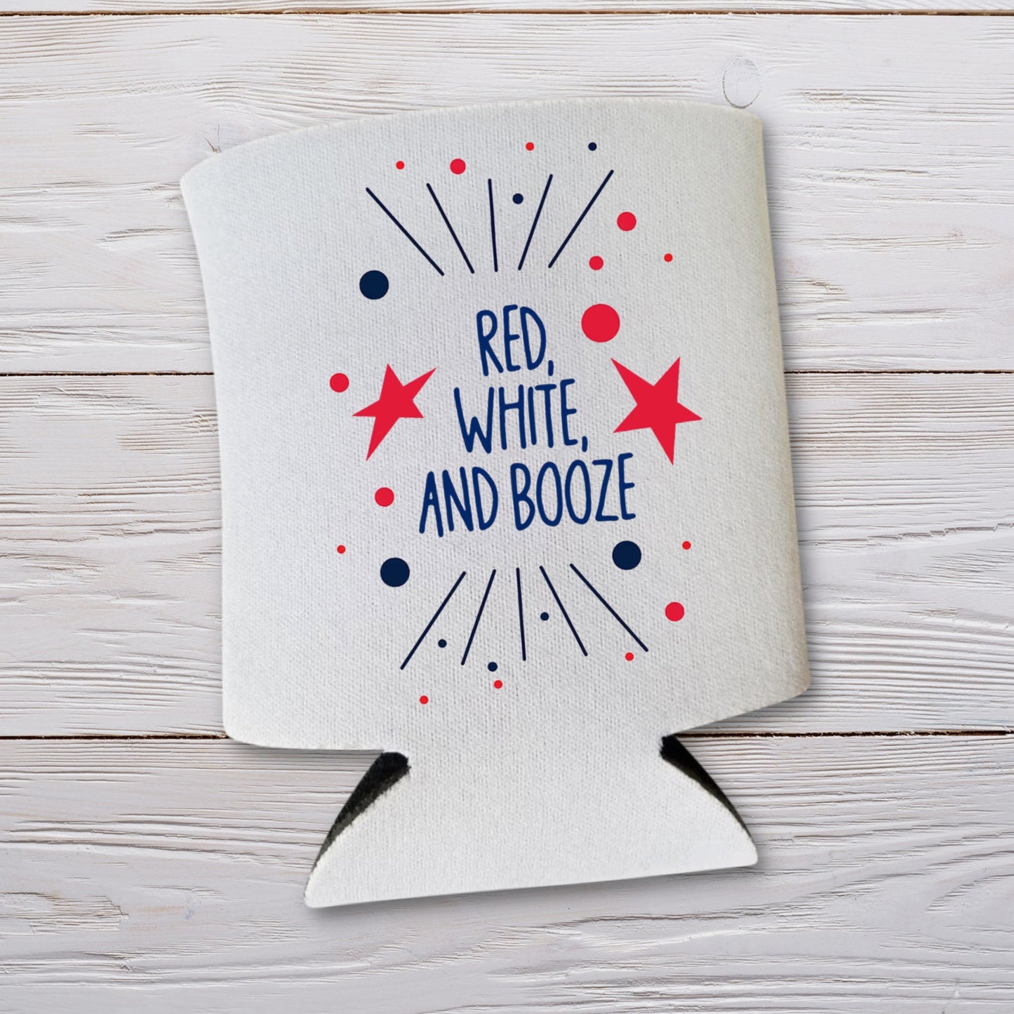 Funny Patriotic Beer Can Coolers, Red White and Booze Coolies for 4th of July
