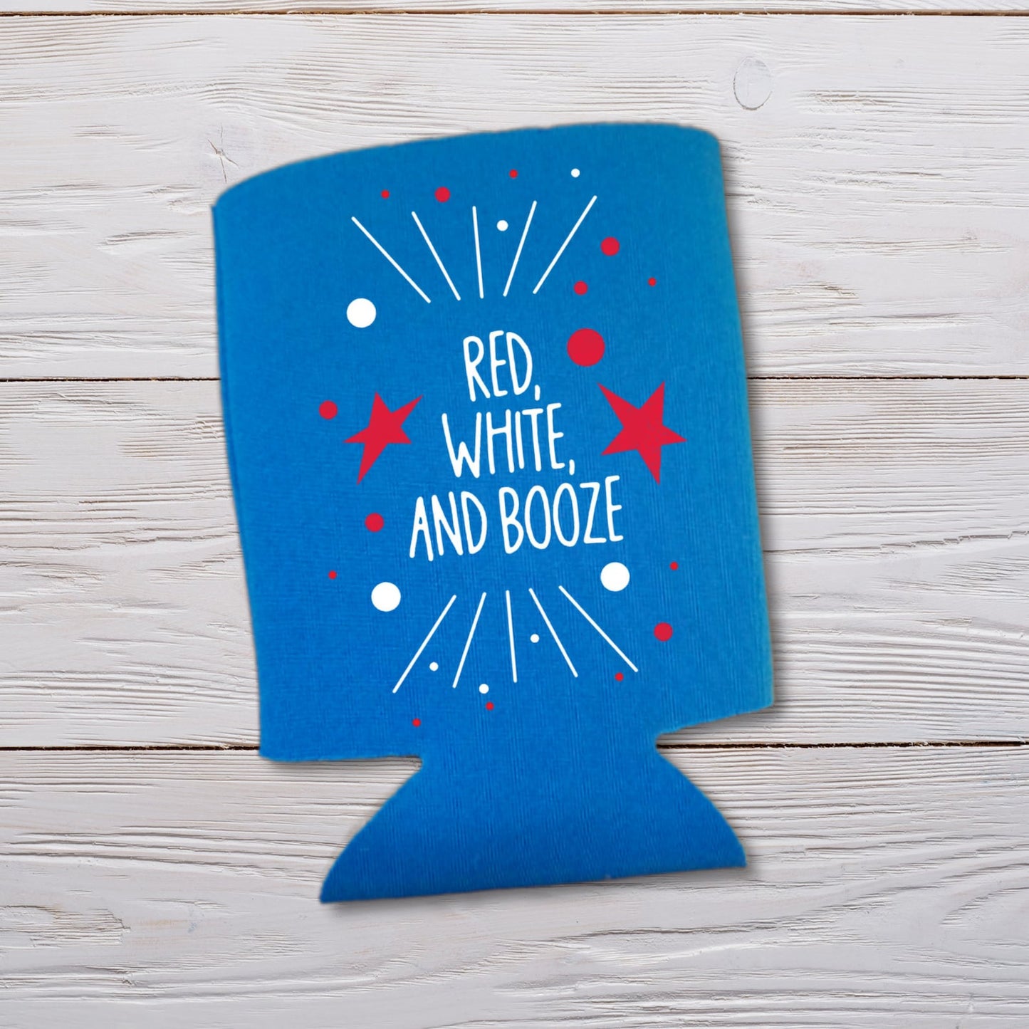 Funny Patriotic Beer Can Coolers, Red White and Booze Coolies for 4th of July