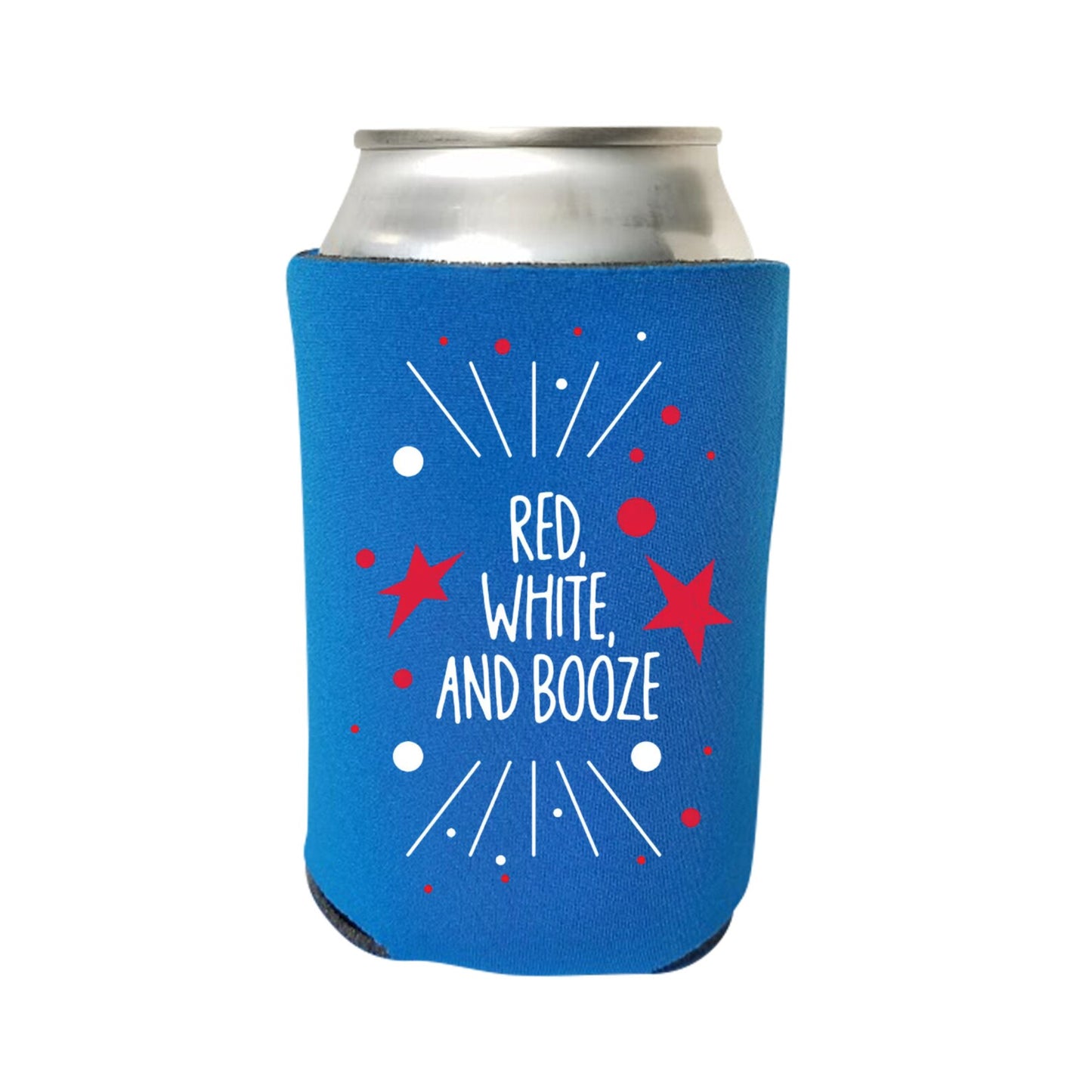 Funny Patriotic Beer Can Coolers, Red White and Booze Coolies for 4th of July