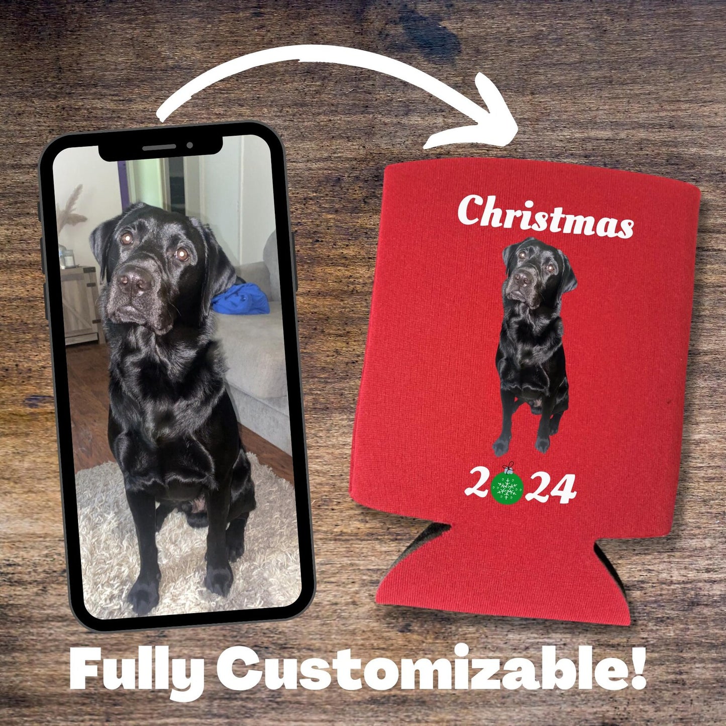 Custom Photo Christmas Can Coolers, Pet Lover Beer Coolies
