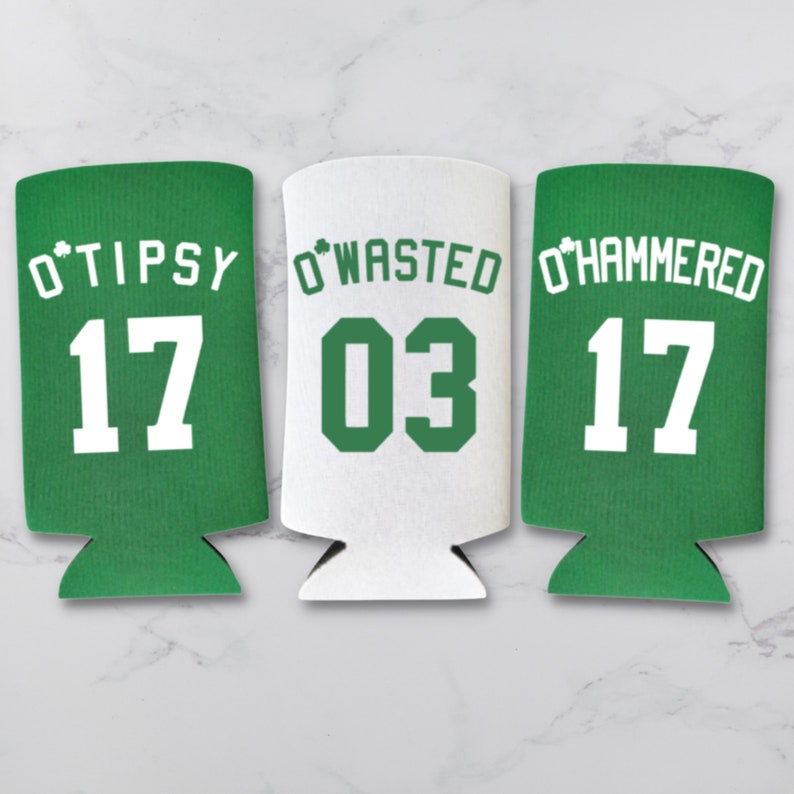 Funny St. Patrick's Day Skinny Seltzer Coolers, O'Tipsy O'Wasted O'Hammered Coolies