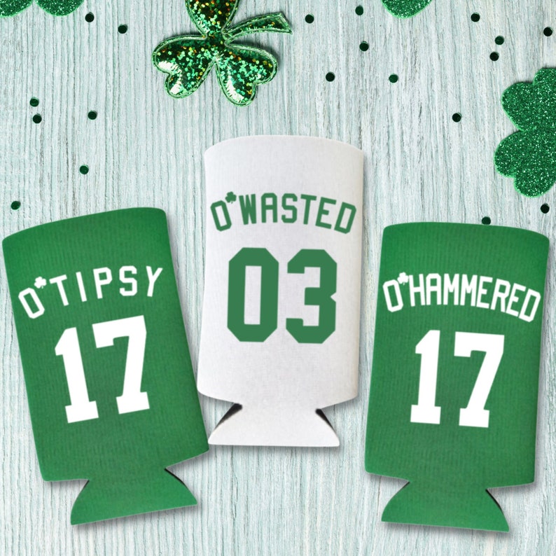 Funny St. Patrick's Day Skinny Seltzer Coolers, O'Tipsy O'Wasted O'Hammered Coolies