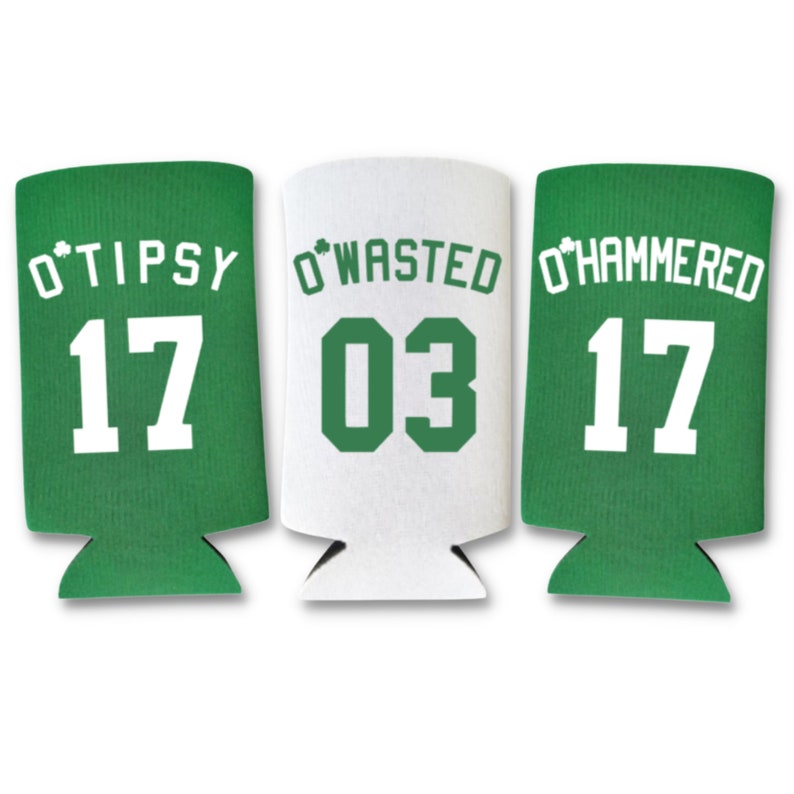 Funny St. Patrick's Day Skinny Seltzer Coolers, O'Tipsy O'Wasted O'Hammered Coolies