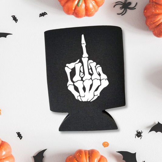 Funny Halloween Can Coolers, Skeleton Middle Finger Beer Coolies