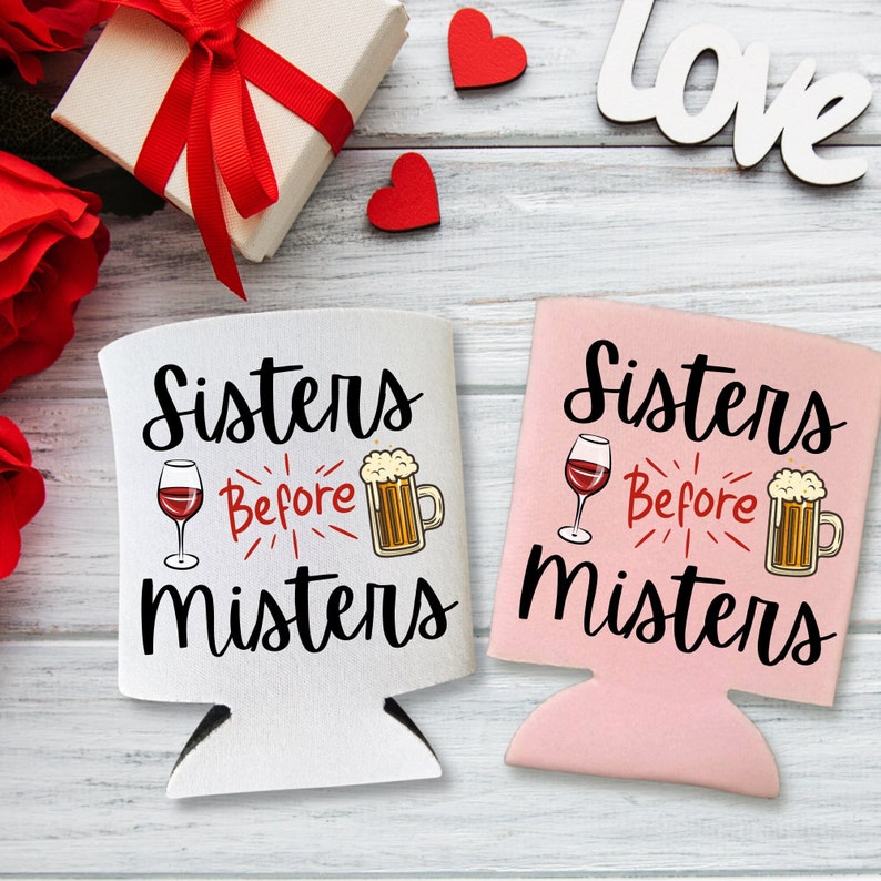 Valentine's Day Beer Can Coolers, Sisters Before Misters Coolies