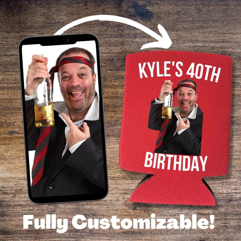 Copy - Custom Photo Birthday Party Can Cooler, Gag Gift Coolies (Copy)