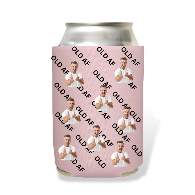 Custom Photo Birthday Can Cooler, OLD AF Coolies
