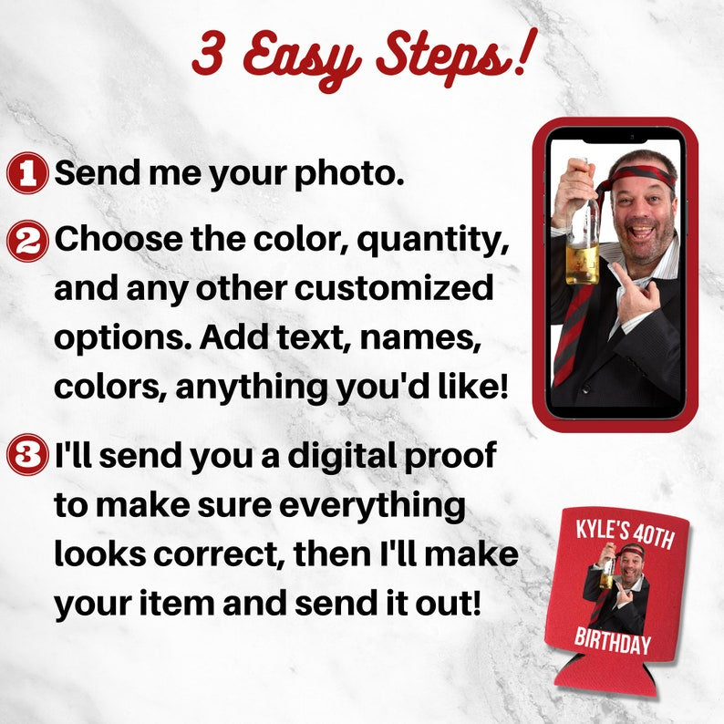 Copy - Custom Photo Birthday Party Can Cooler, Gag Gift Coolies (Copy)