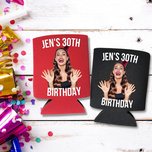 Custom Photo Birthday Party Can Cooler, Girlfriend Gift Coolies