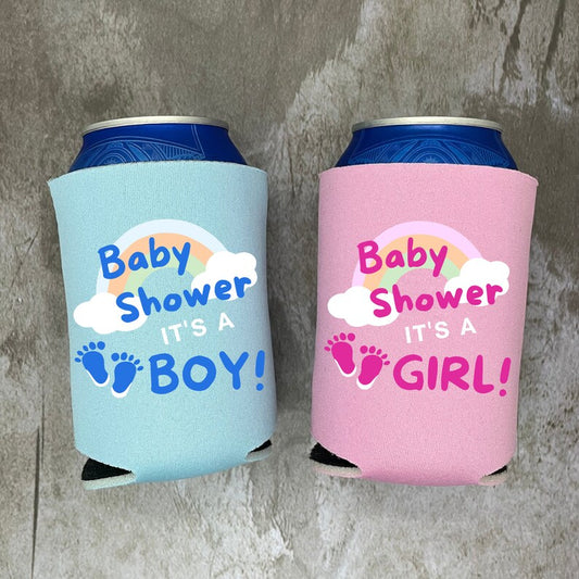 Custom Baby Shower Can Coolers, Boy or Girl Gender Reveal Coolies