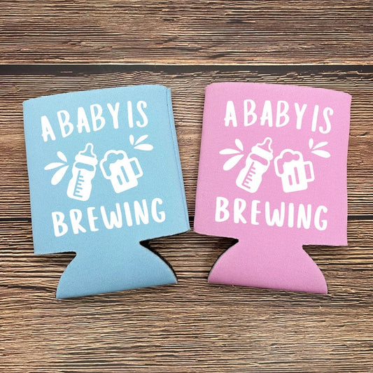 Custom Baby Announcement Can Coolers, A Baby Is Brewing, Welcoming Baby Beer Coolies