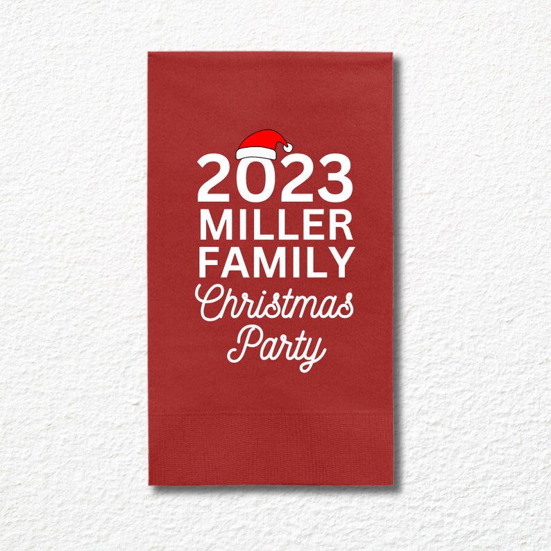 Custom Christmas Napkins, Family Christmas Party Green and Red Paper Dinner Napkins