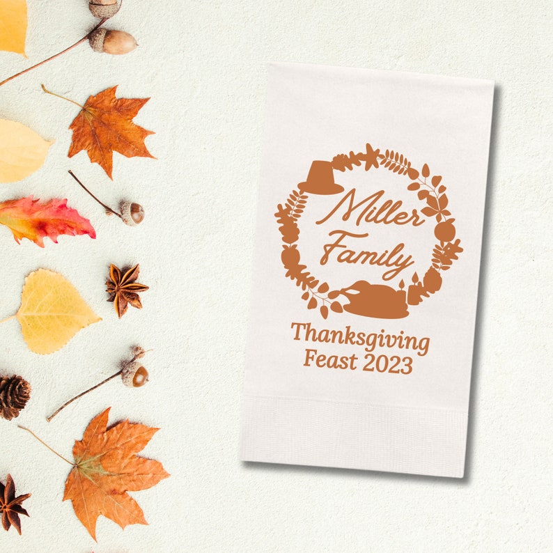 Custom Thanksgiving Paper Dinner Napkins, Monogram Thanksgiving Feast - Add Your Name