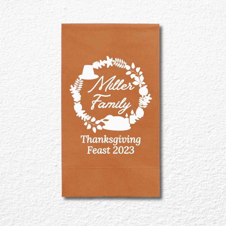 Custom Thanksgiving Paper Dinner Napkins, Monogram Thanksgiving Feast - Add Your Name