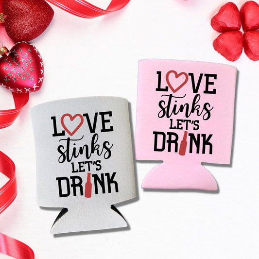 Valentine's Day Beer Can Coolers, Love Stinks Let's Drink Coolies