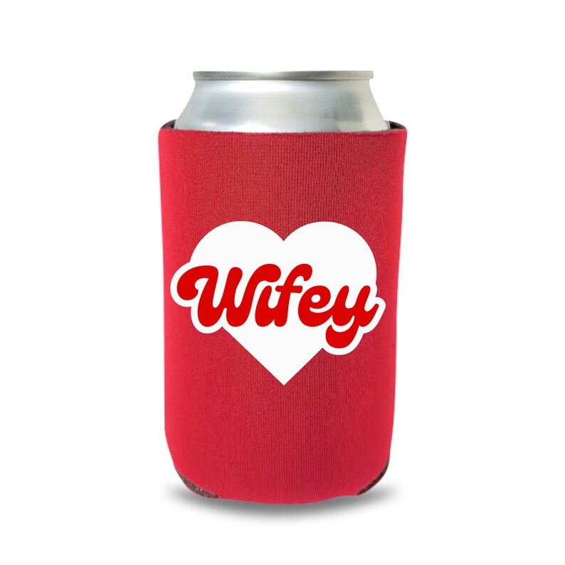 Couple Valentine's Beer Cooler, Hubby and Wifey Can Coolies