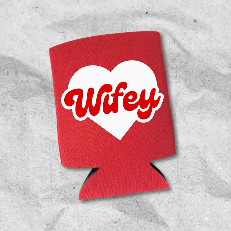 Couple Valentine's Beer Cooler, Hubby and Wifey Can Coolies