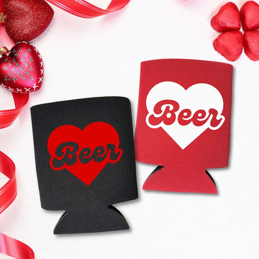 Valentine's Day Beer Heart Can Coolers, Valentine's Party Gift Coolies