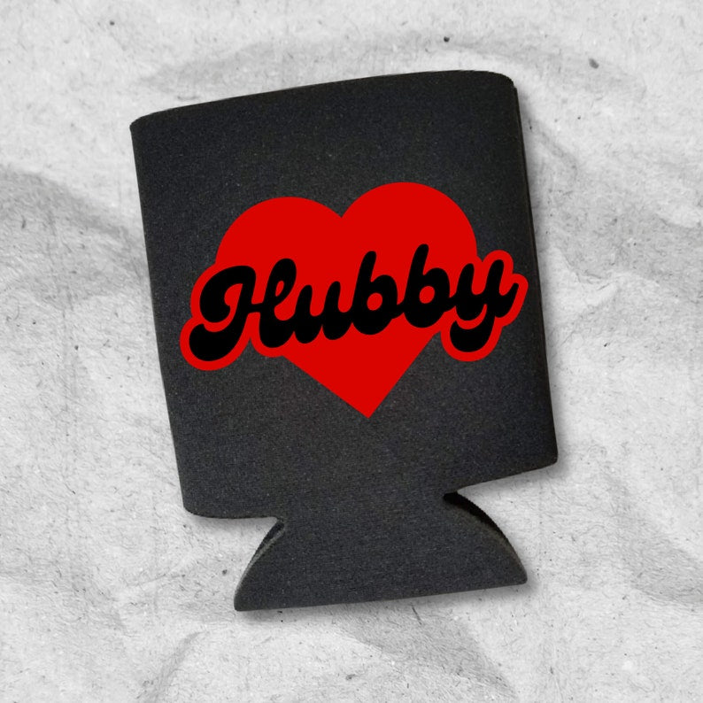 Couple Valentine's Beer Cooler, Hubby and Wifey Can Coolies