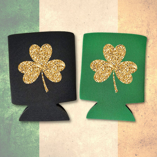 St. Patrick's Day Gold Shamrock Beer Can Coolers