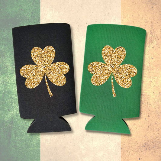 St. Patrick's Day Gold Shamrock Spiked Seltzer Coolies